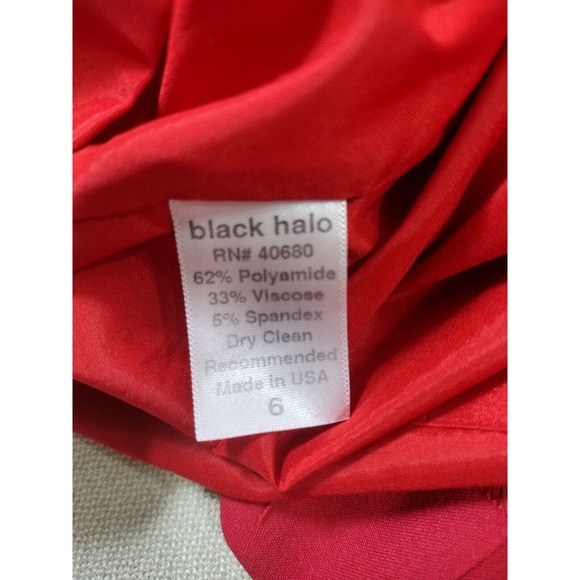 Black Halo Dress Womens Size 6 Red Ruffle Neckline Sheath Chic Mini Dress - Picture 4 of 4